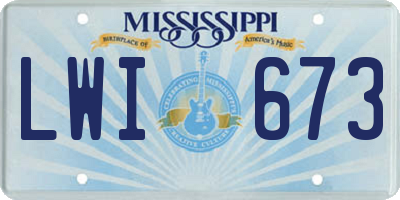 MS license plate LWI673