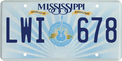 MS license plate LWI678