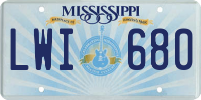 MS license plate LWI680