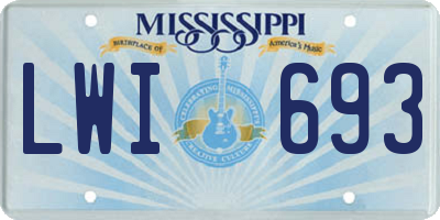 MS license plate LWI693