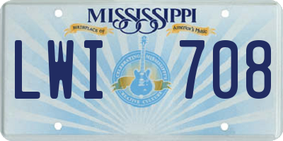 MS license plate LWI708