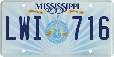MS license plate LWI716