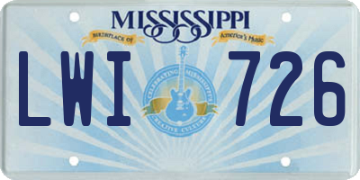 MS license plate LWI726