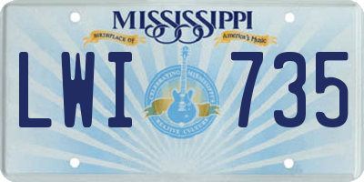 MS license plate LWI735