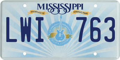 MS license plate LWI763