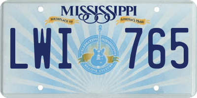 MS license plate LWI765