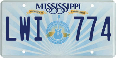 MS license plate LWI774
