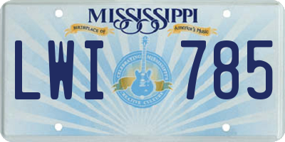 MS license plate LWI785