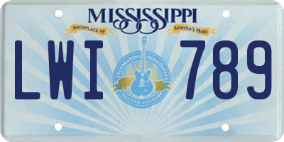 MS license plate LWI789