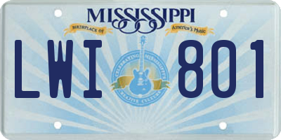MS license plate LWI801