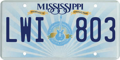MS license plate LWI803