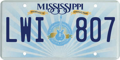 MS license plate LWI807