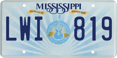 MS license plate LWI819