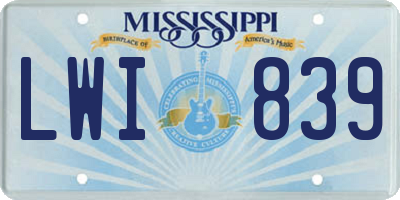 MS license plate LWI839