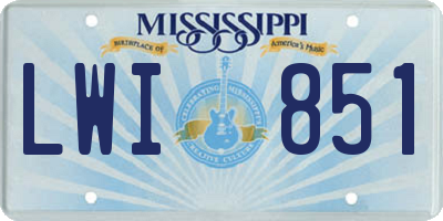 MS license plate LWI851