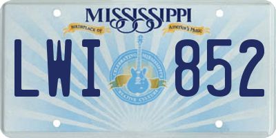 MS license plate LWI852