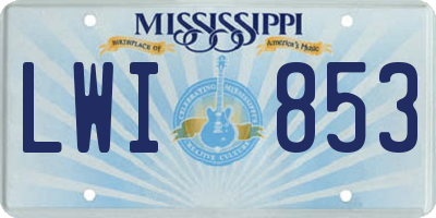 MS license plate LWI853