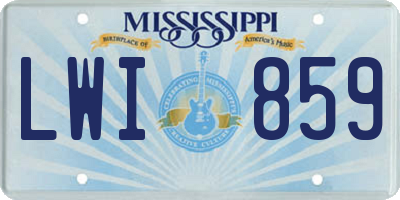 MS license plate LWI859