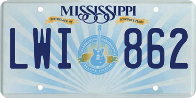 MS license plate LWI862