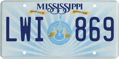 MS license plate LWI869