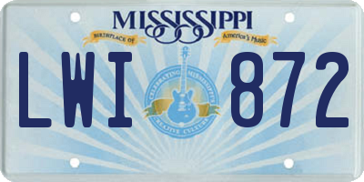 MS license plate LWI872