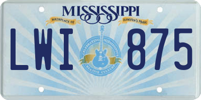 MS license plate LWI875
