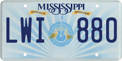 MS license plate LWI880