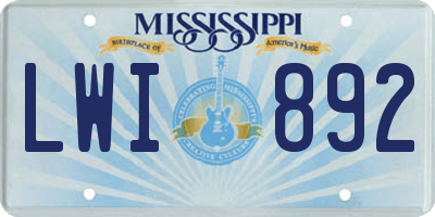 MS license plate LWI892