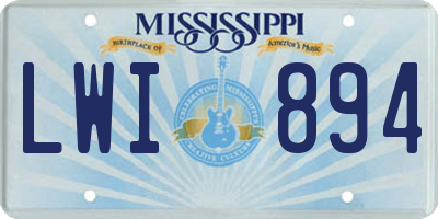 MS license plate LWI894
