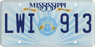 MS license plate LWI913