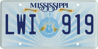 MS license plate LWI919