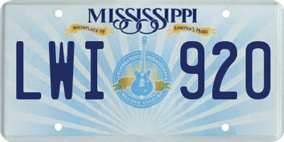 MS license plate LWI920