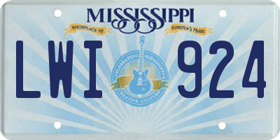MS license plate LWI924