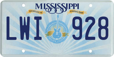 MS license plate LWI928