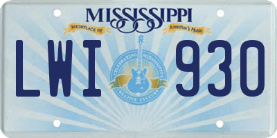 MS license plate LWI930