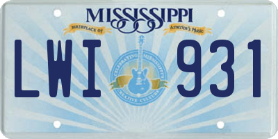 MS license plate LWI931