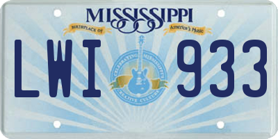 MS license plate LWI933