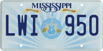 MS license plate LWI950