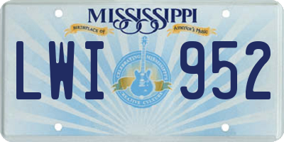 MS license plate LWI952