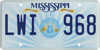 MS license plate LWI968