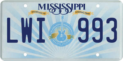 MS license plate LWI993