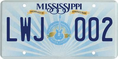 MS license plate LWJ002