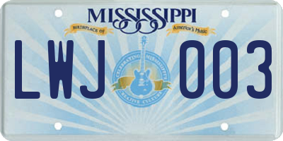 MS license plate LWJ003