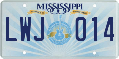 MS license plate LWJ014