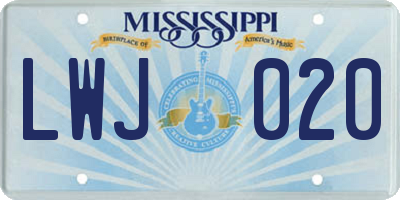 MS license plate LWJ020