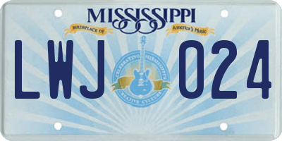 MS license plate LWJ024