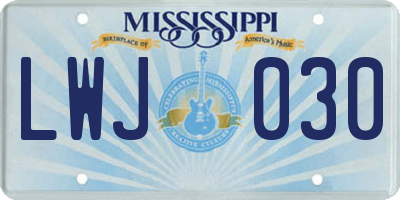 MS license plate LWJ030