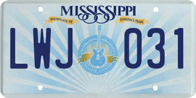 MS license plate LWJ031