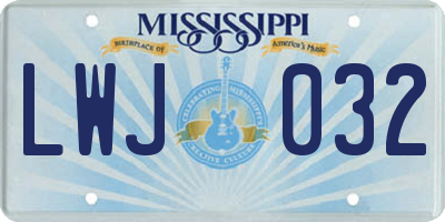 MS license plate LWJ032