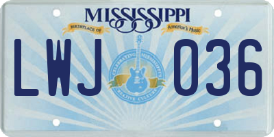 MS license plate LWJ036